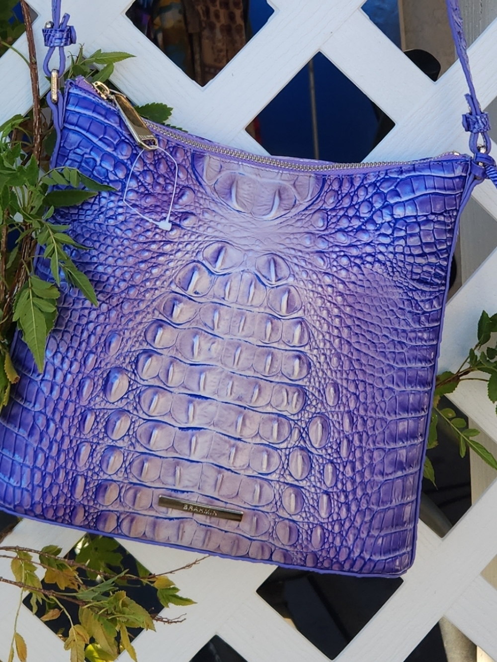 Brahmin Purple Croc-Embossed Crossbody Bag - Women - Picture 2 of 9